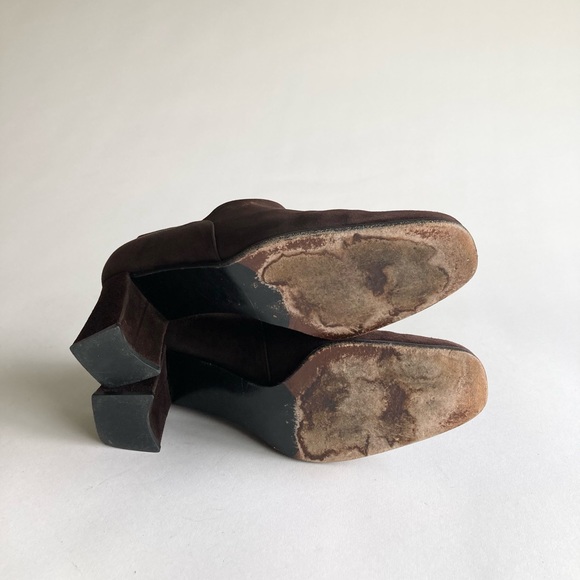 Stuart Weitzman Brown Suede Genuine Leather Square Toe Classic Heels size 7 - Picture 10 of 15